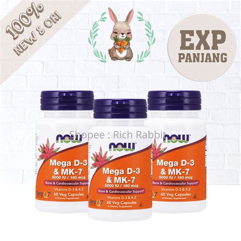 Now Foods Mega D-3 MK-7 Vitamin D3 MK7 D 3 MK 7 Bone Cardiovascular ...
