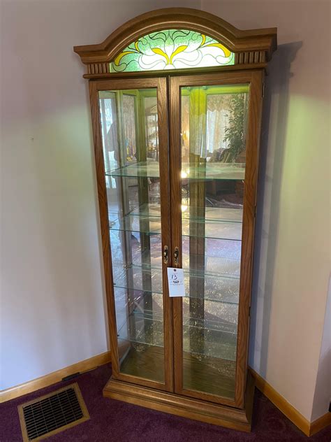 Lighted Oak Curio Cabinet Proxibid