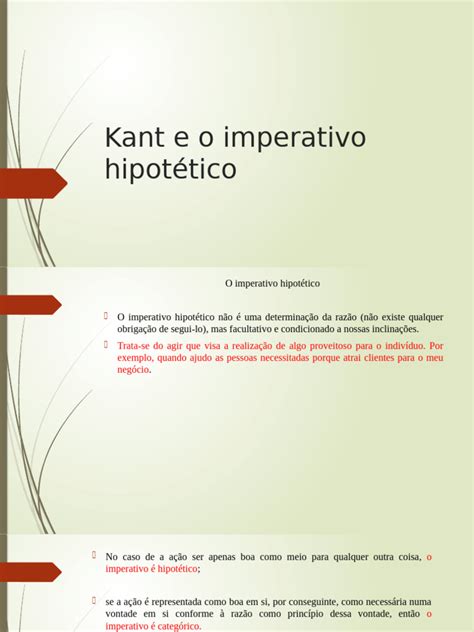O Que É Imperativo Ético E Espiritual - Imperativo Hipotético em Kant: Conceitos e Exemplos | PDF | Immanuel Kant