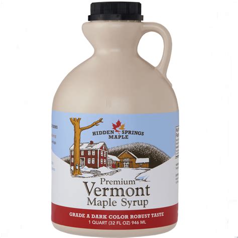 Hidden Springs Maple 100% Natural Vermont Maple Syrup, Grade A Dark