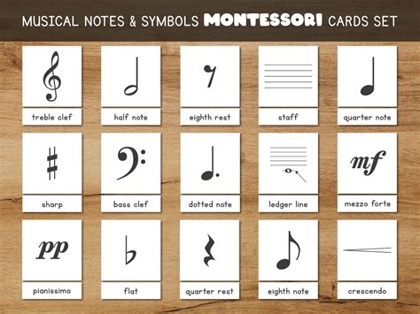 Music Notes and Symbols Montessori 3-part Cards, Musical Notations ...