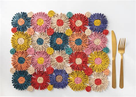 Raffia Colorful Placemats For Table Decor Multicolor Woven Placemats