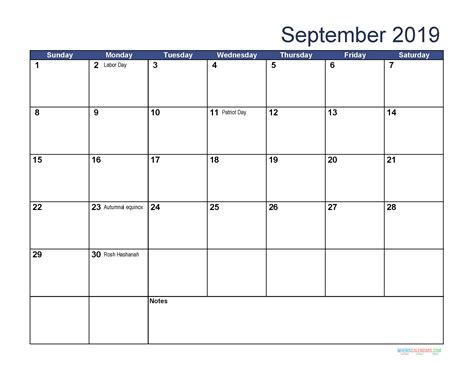 Printable September Holidays 2019 Calendar Usa Uk Canada 3 Us Holiday