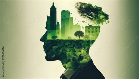 Sustainable environment concept. The image depicts human thinking ...