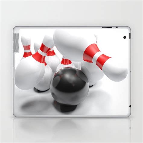 Bowling Bowl Striking The Pins 3d Rendering Laptop And Ipad Skin By