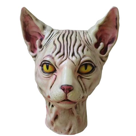 Ужасная Реалистичная латексная маска крутая кошка Сфинкса Карнавальная ...