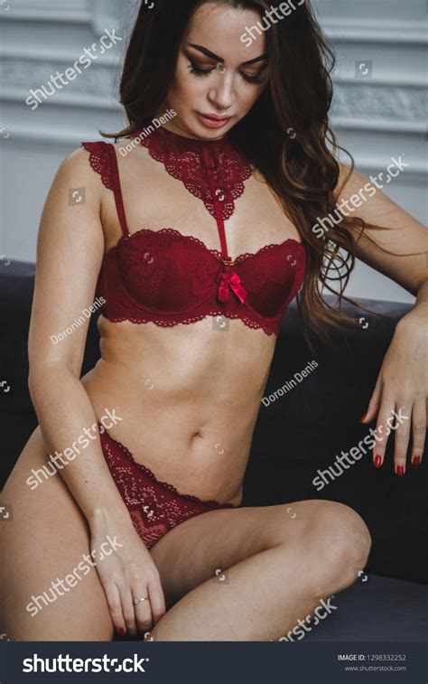 Lovely Sexy Brunette Girl Posing Lingerie Stock Photo Shutterstock