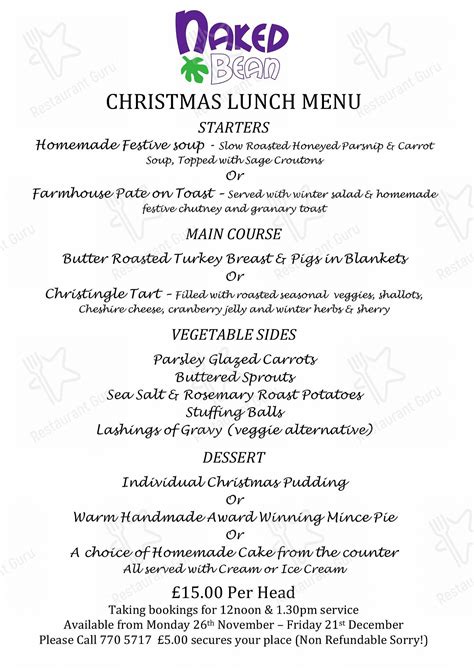 Menu At Naked Bean Cafe Oldham