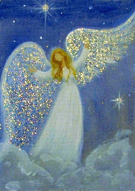 Shining Angel Watercolor Angel Angel Artwork Christmas Paintings