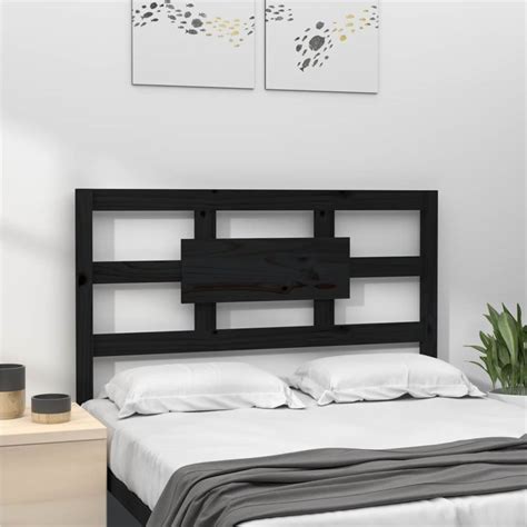 Bed Headboard Black 105 5x4x100 Cm Solid Wood Pine