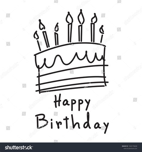 Doodle Cake Happy Birthday Vector Stock Vector Royalty Free 1040176828