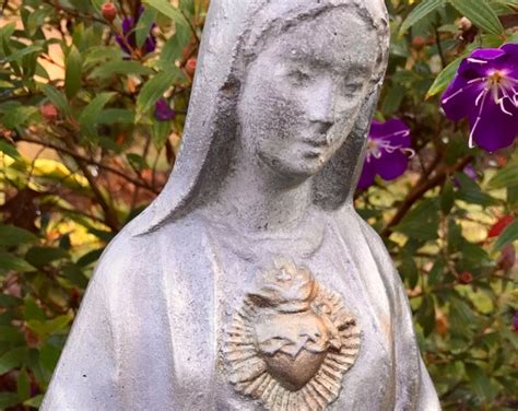 Immaculate Heart Of Mary Cement Statue Etsy