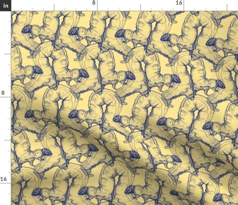Yellow Catapillars Fabric Spoonflower