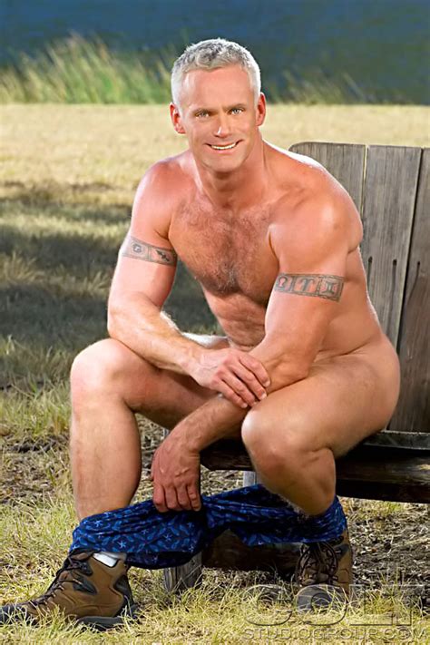 Hairy Muscle Man Posing Outdoors Mature Bodybuilder By 3X Muscles