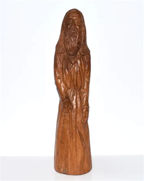 STATUE EN BOIS sculpté représentant un vieil homme à la canne EUR 62 00