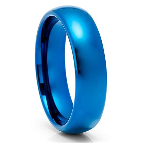 6mm Blue Tungsten Wedding Ringdome Wedding Ringtungsten Carbide Ringdome Wedding Ringshiny