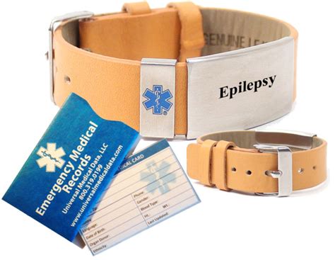 Pre-engraved “EPILEPSY” TAN LEATHER Medical Alert Bracelet. Choose From a Variety of Colors ...