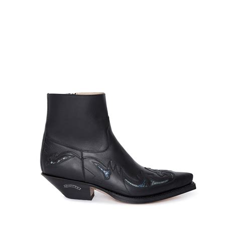 Botín Sendra 7342 Cuervo Western para hombre en cuero negro con