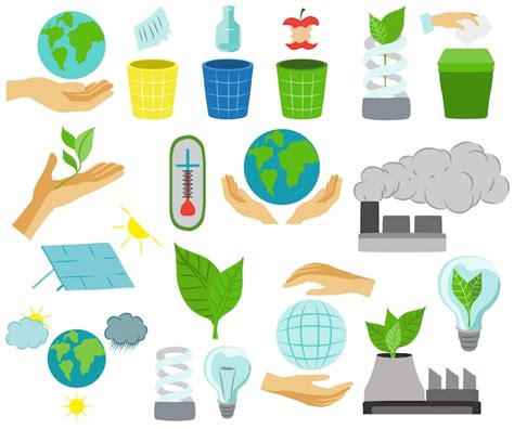 Medio ambiente ecológico de los iconos del calentamiento global