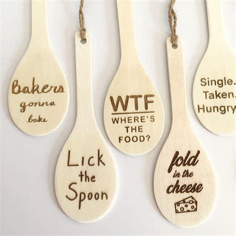 Wood Spoon Ornament With Food Puns And Funny Sayings Laser Etsy