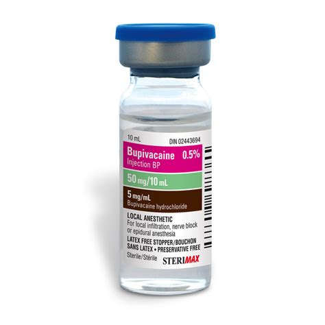 Bupivacaine Injection Bp 05 5 Mg Ml 10ml Sterimax Inc
