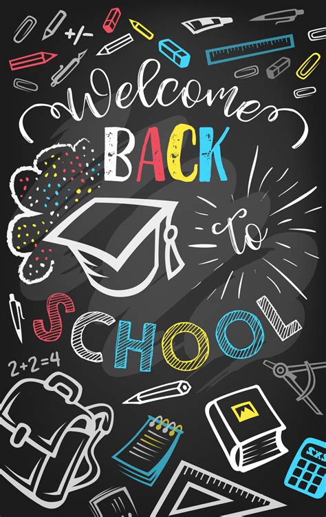 Welcome back to school greeting poster design 16120353 Vector Art at ...