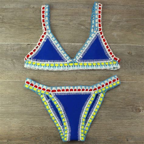 Crochet Swimsuit Bikinis Women S Swimming Suit Sexy Bandage Brazilian Bikini Swimwear Women