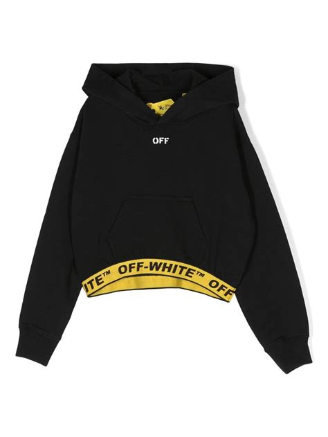 Off White Kids Logo Trim Hoodie Farfetch