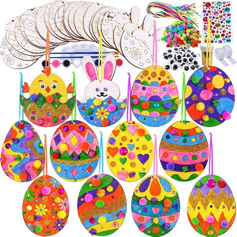 Amazon 36 Sets Wooden Easter Ornaments Decorations DIY Easter