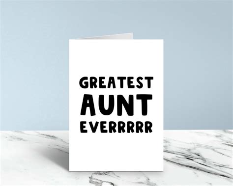Greatest Aunt Ever Card For Auntie Cards For Aunty Great Etsy