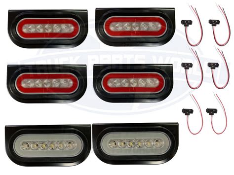 6 Led 6″ Oval Trucktrailer Stt Red W Clear Lens And Backup Lights Truck Parts World