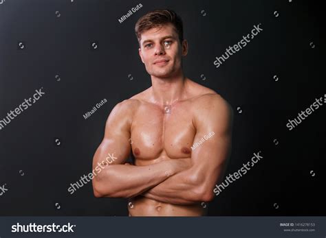Muscular Bodybuilder Posing Naked Torso Against Stock Photo 1416278153 Shutterstock