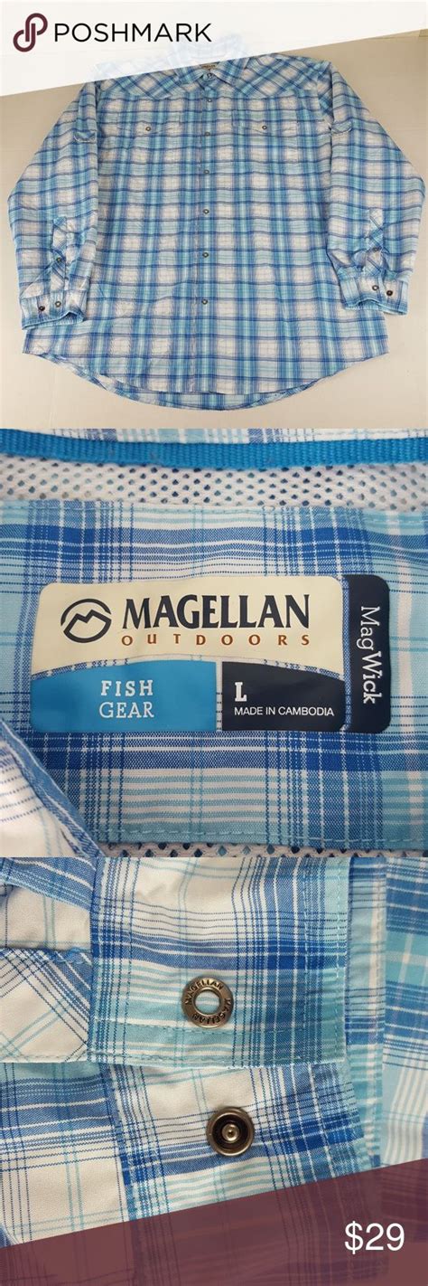 Magellan Mens L Plaid Snap Front Fish Gear Shirt | Colorful shirts ...