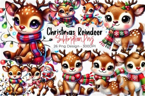 Cute Christmas Reindeer Clipart Grafik Von Aspect Studio Creative Fabrica