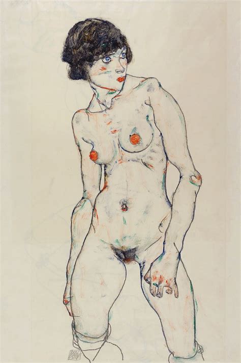 Enjoy Some Damn Fine Art Egon Schiele Standing Nude With Stockings