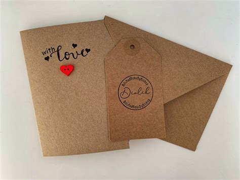 Handmade With Love Heart Card Etsy