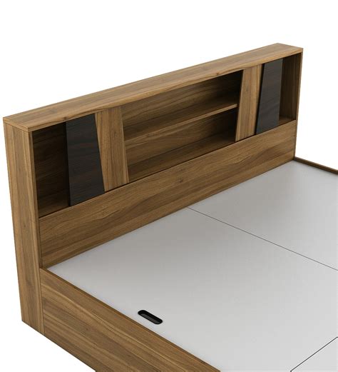 Buy Kosmo Arthur Queen Size Bed With Storage Natural Teak By Spacewood