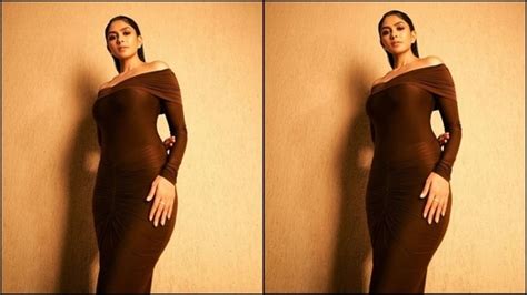 Mrunal Thakur Turns Up The Heat In Stunning Off Shoulder Bodycon Gown