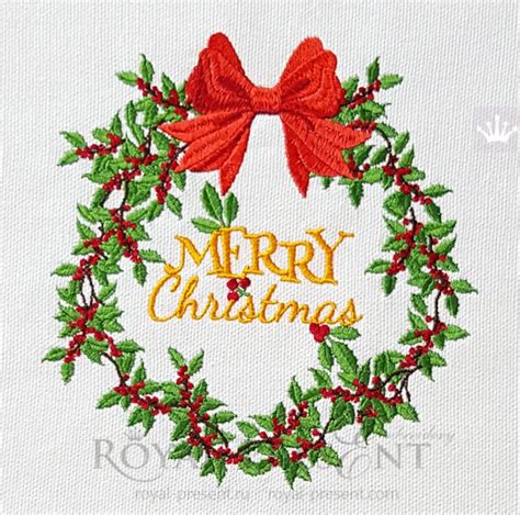 Christmas Mistletoe Wreath Machine Embroidery Design Sizes Etsy