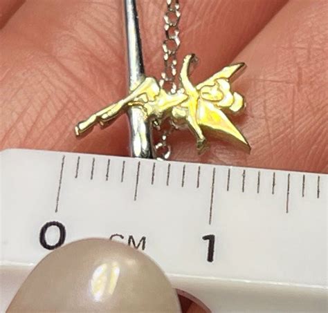 10k Gold And 925 Disney Tinkerbell Wand Pendant Neckl Gem