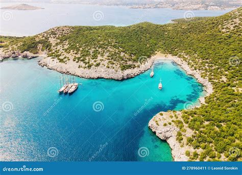 Yachts Resting In Beautiful Akvaryum Koyu In Bodrum Turkey Stock Image