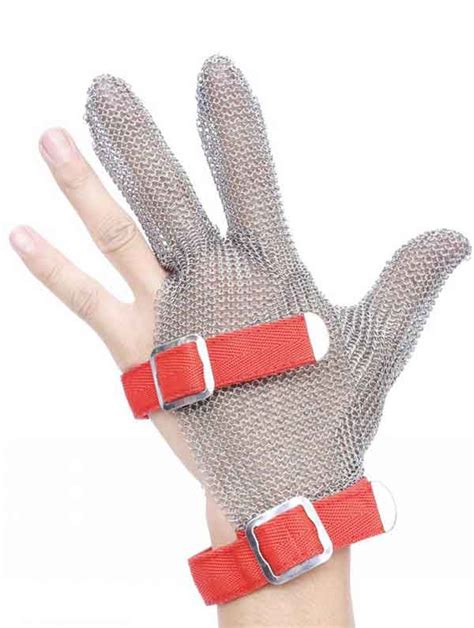 Mk Three Finger Stainless Steel Gloves With Textile Strap