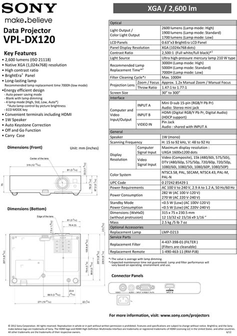 Sony Vpl Dx Projector Pdf