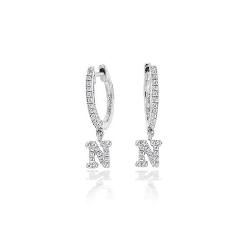 White Gold Initial Huggies Jewelry Fine Jewelry Hoop Earrings