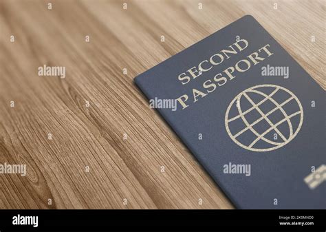 Second Passport On A Wooden Board Citizenship By Investment Close Up