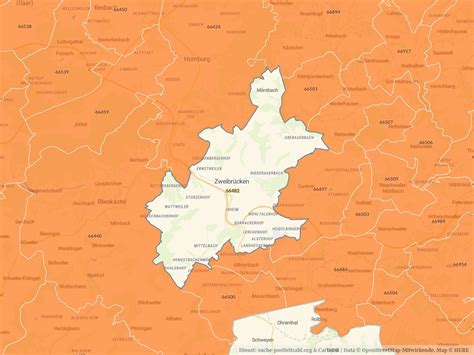 66482 Zweibrücken mit PLZ Karte und Straßenverzeichnis