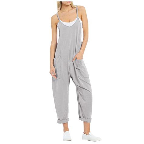 YDKZYMD Jean Jumpsuit for Women Plus Size Sleeveless Spaghetti Strap