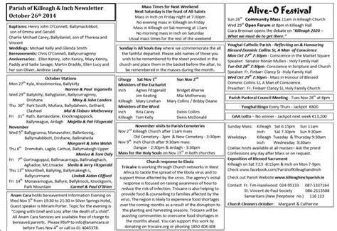 Killeagh Inch Parish Newsletter