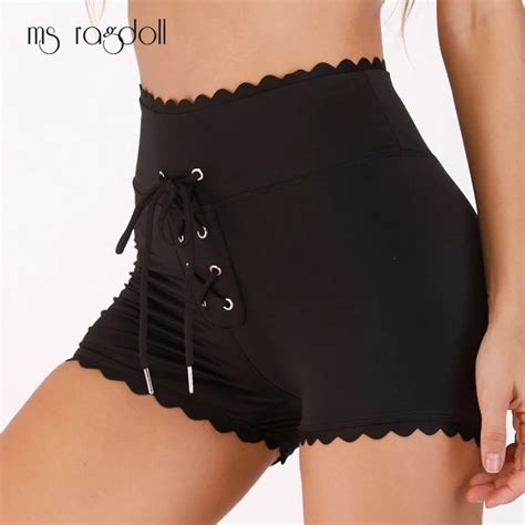 Women Lace High Waist Black Shorts Elasticity Feminino Short Sexy