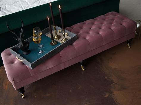 Банкетка с черными ножками на колесиках горчичная Jazz "Большая ...